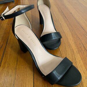 Classic Black Open Toe Strappy Heel - Adjustable Ankle Strap | Worn once!